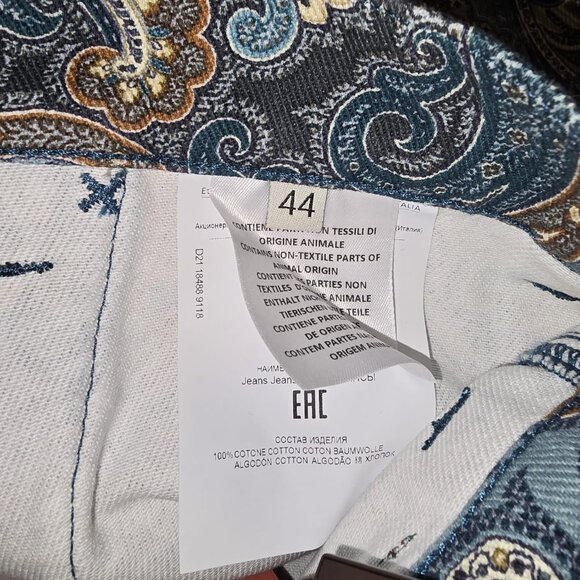 NWT Etro Gibson Paisley Jeans. IT44, US8 - Picture 11 of 12